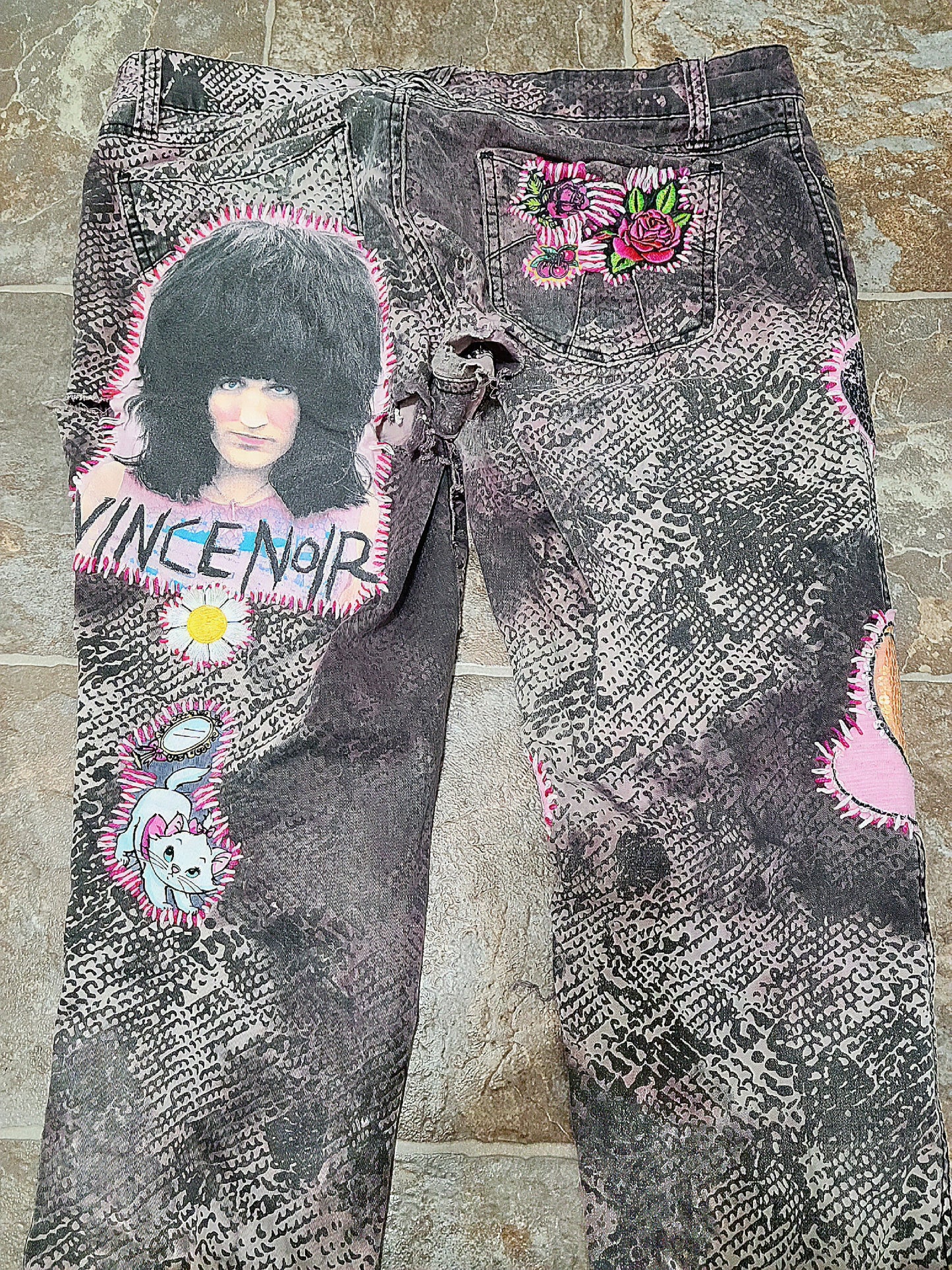 Pink + White Vince Noir "Over Tights" Jeans