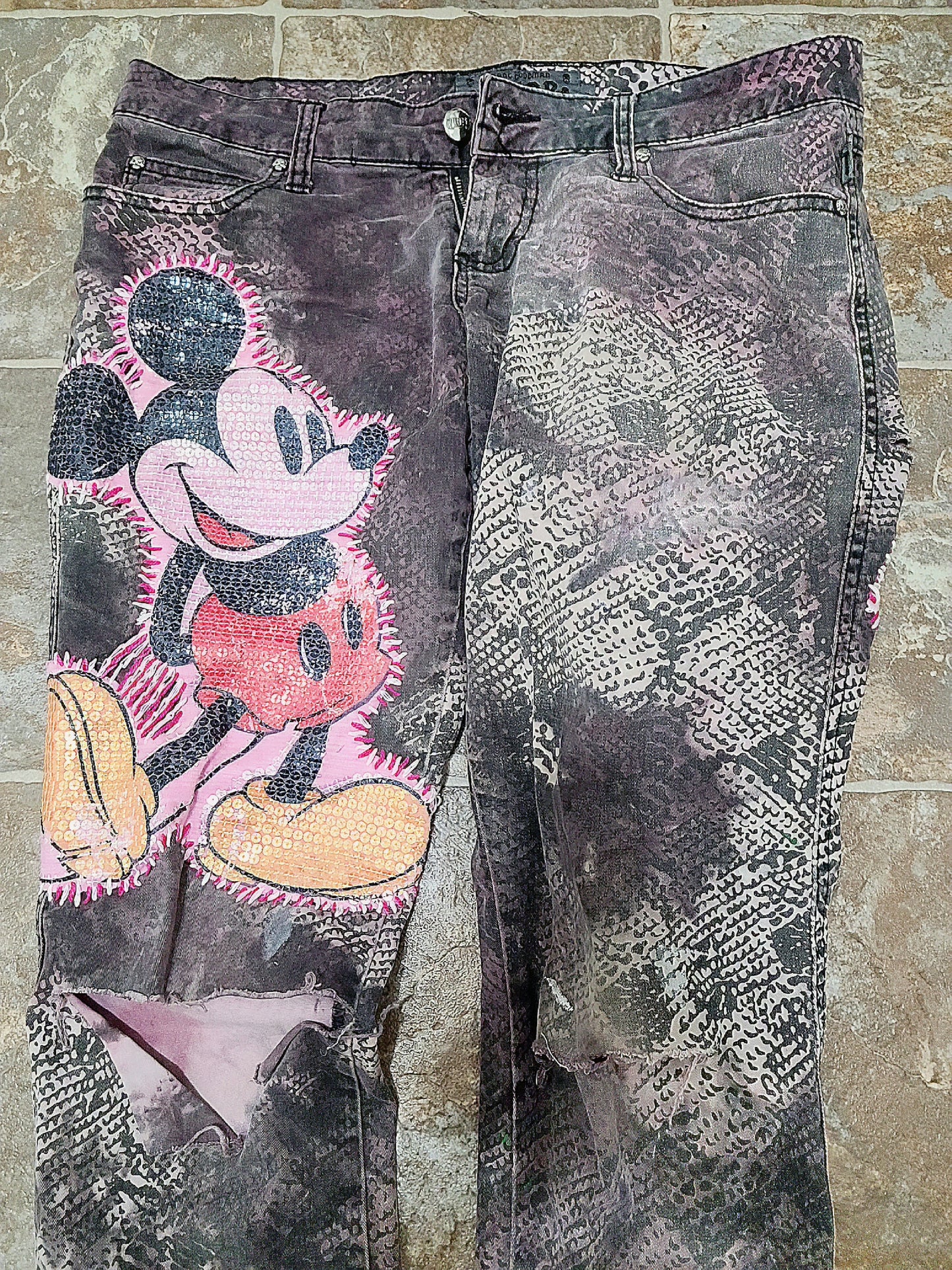 Pink + White Vince Noir "Over Tights" Jeans